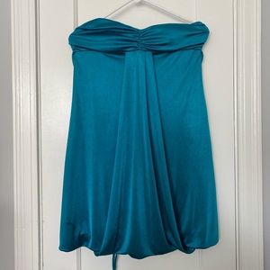 Strapless blue dress